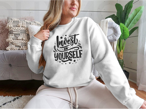 Invest In Yourself Modern Calligraphy Design for Sweatshirt