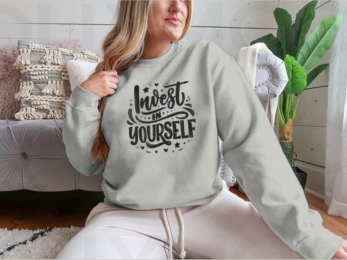 Invest In Yourself Modern Calligraphy Design for Sweatshirt