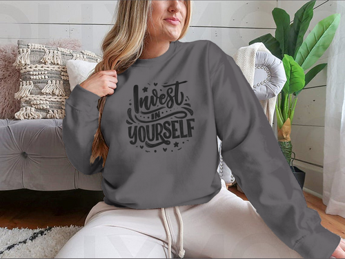 Invest In Yourself Modern Calligraphy Design for Sweatshirt