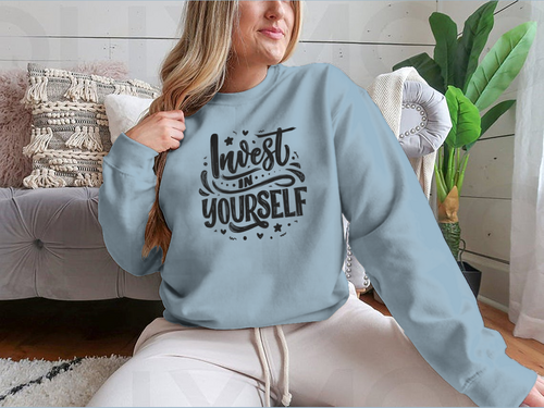 Invest In Yourself Modern Calligraphy Design for Sweatshirt
