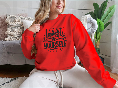 Invest In Yourself Modern Calligraphy Design for Sweatshirt