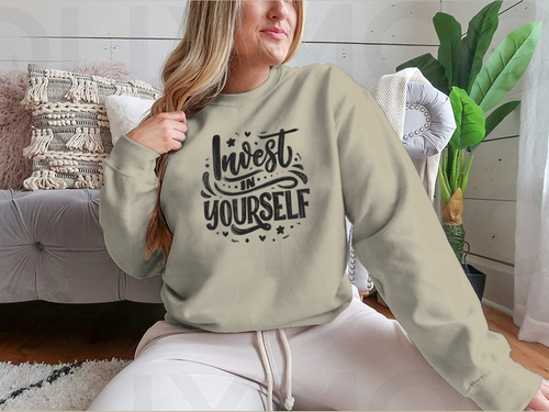 Invest In Yourself Modern Calligraphy Design for Sweatshirt