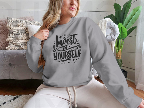 Invest In Yourself Modern Calligraphy Design for Sweatshirt